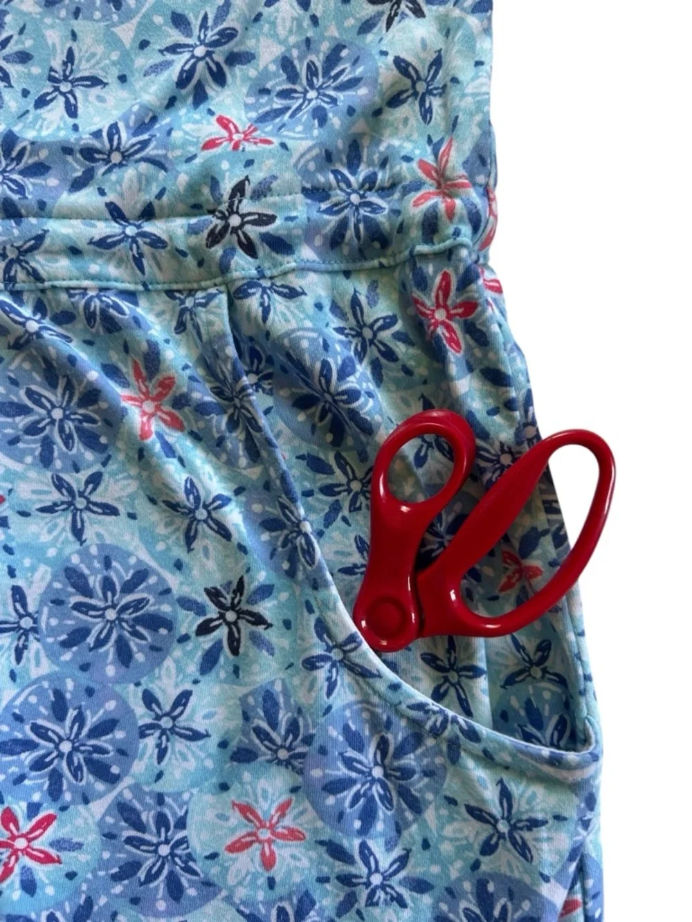 Talbots 100% Cotton T Shirt Dress Drawstring Waist Size 3X Floral Sand Dollar - Picture 6 of 11